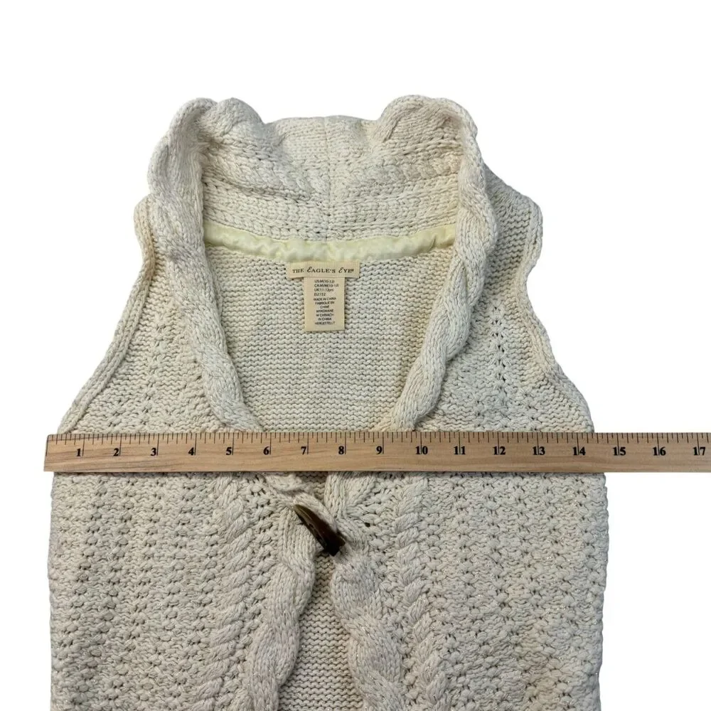The Eagles Eye Sweater Youth Kids Girls Medium 10-12 Beige Cable Knit Sweater